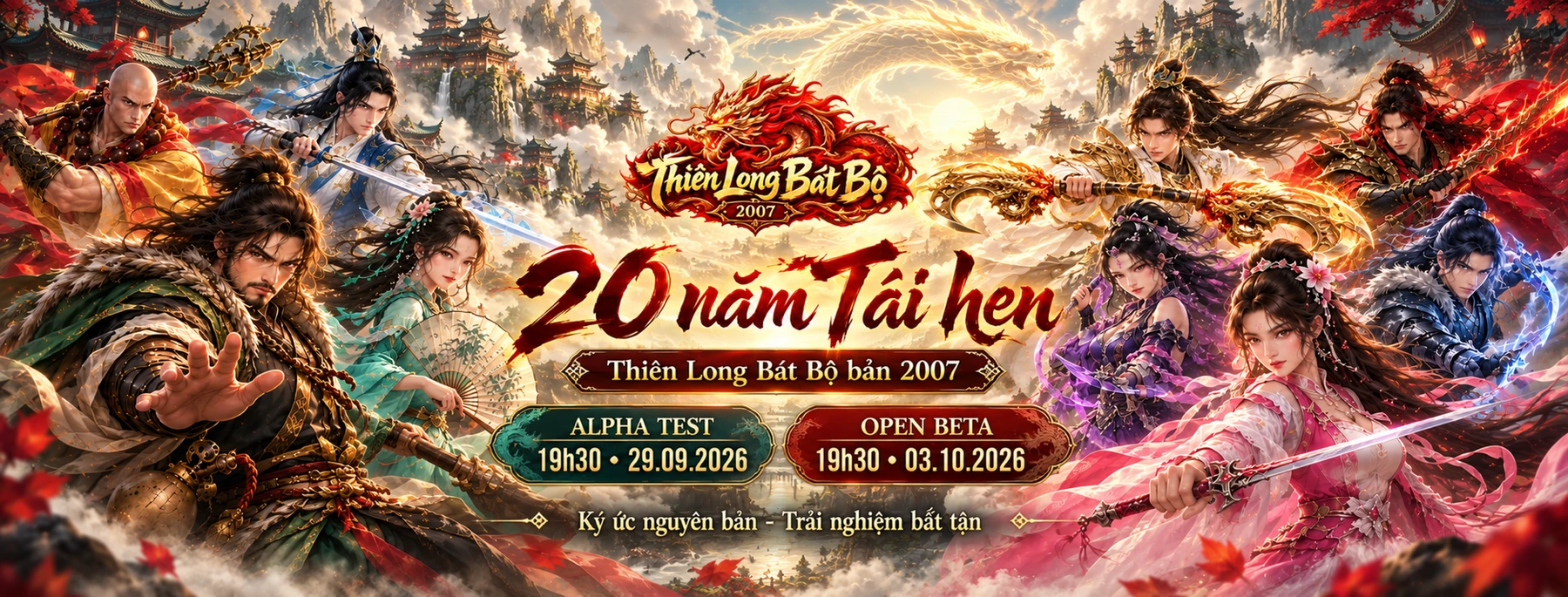 Chín môn phái hội ngộ, Alpha Test 19h30 ngày 29.09.2026, Open Beta 19h30 ngày 03.10.2026
